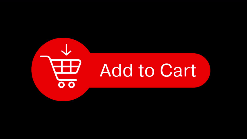 add to cart  sticker button banner animation  shopping trolley 4k video footage alpha channel 