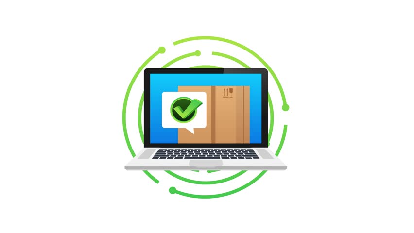 Online package tracking system with notification on laptop