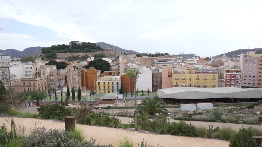 Cartagena Spain City View From Park Dirt Path