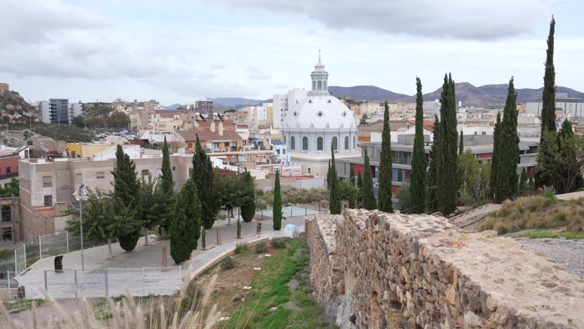 Cartagena Spain European City View From Park Old and New Day