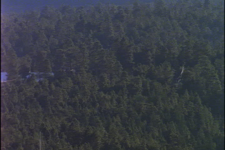 LOS ALAMOS, NEW MEXICO - CIRCA SEPTEMBER 1998: Pan across forests and buildings of the Los Alamos National Laboratory.
