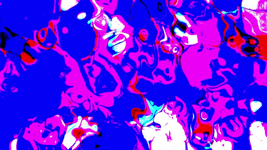 Grunge noisy grainy acid abstract video background with colorful textured shapes in blue, pink, red, white. Trendy edgy design for music