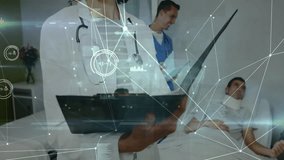 Female doctor scrolling and typing on laptop starting metrics overlay for monitoring patient vitals. Medical, healthcare, digital, technology, diagnostics, clinical, innovation - Powered by Shutterstock - Get 15% off with code: PIKWIZARD15