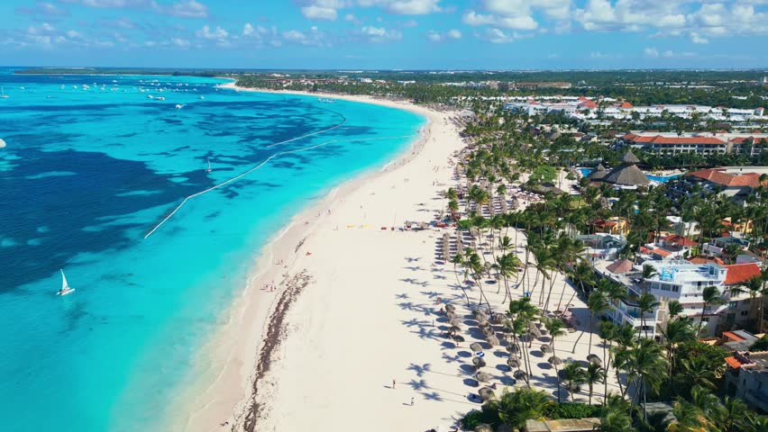 Tropical resort on Caribbean beach in Dominican Republic. Punta Cana