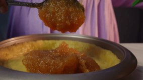 Pouring caramel sauce into smooth creamy dessert for a sweet culinary delight - Powered by Shutterstock - Get 15% off with code: PIKWIZARD15