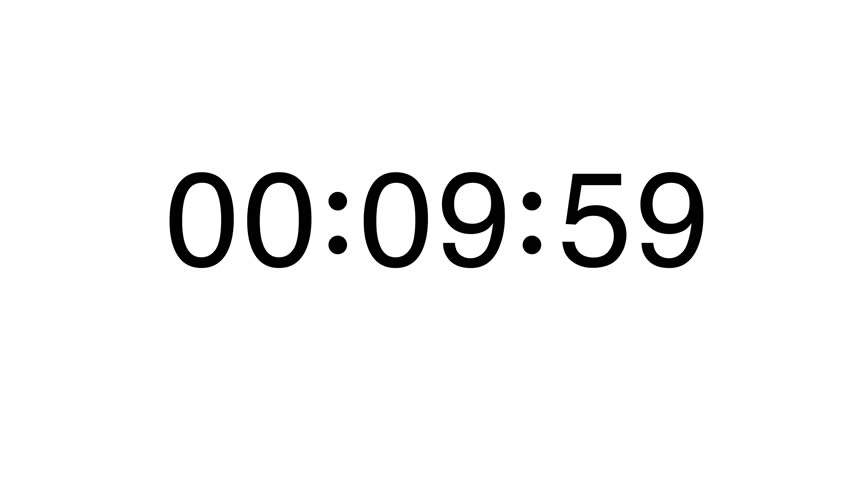 10 Ten Second Countdown Timer on a White Background