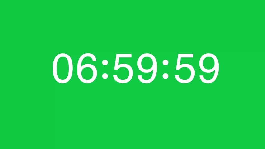 From 7 Minute to 6 Minute White Timer Counting Down on Green Screen Chroma key