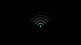 Radio waves heartbeat and pulse rate signal animation Frequency Wave Pulse Diffusion Technology Background.Radio icon Wi fi signal icon black background animation video on the display. - Powered by Shutterstock - Get 15% off with code: PIKWIZARD15