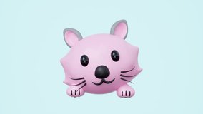 Cute 3D pink cat or animal character peeking. Features include big black eyes, a small nose, whiskers, and paws. Adorable stylized render for kids content, alpha channel
 - Powered by Shutterstock - Get 15% off with code: PIKWIZARD15