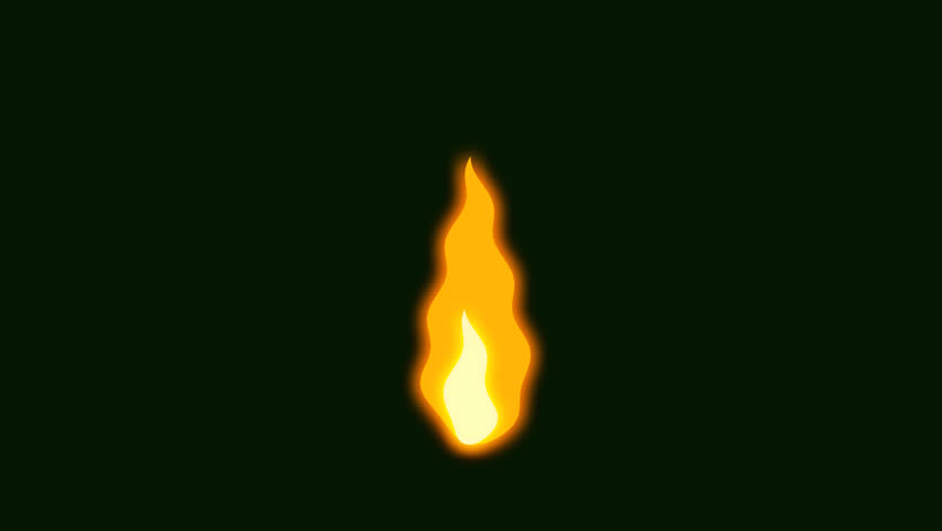 Fire flame icon. Isolated bonfire sign, emoticon flame symbol isolated on green, chroma key, fire emoji and logo animation video. The video is 4K resolution. Loopable.