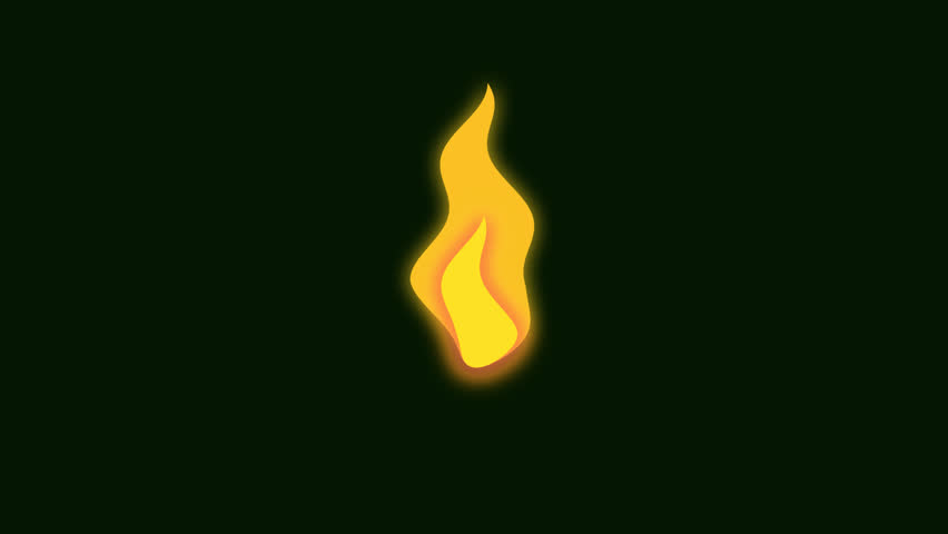 Fire flame icon. Isolated bonfire sign, emoticon flame symbol isolated on green, chroma key, fire emoji and logo animation video. The video is 4K resolution. Loopable.