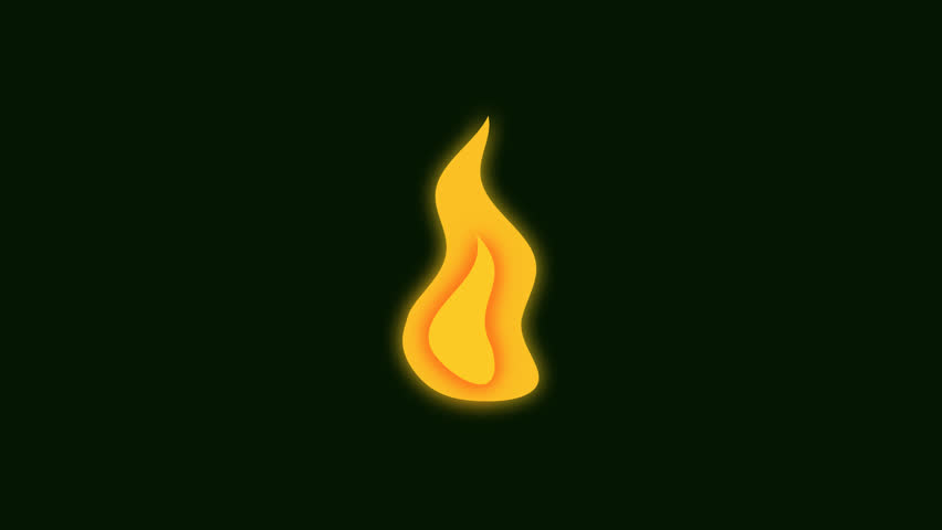 Fire flame icon. Isolated bonfire sign, emoticon flame symbol isolated on green, chroma key, fire emoji and logo animation video. The video is 4K resolution. Loopable.