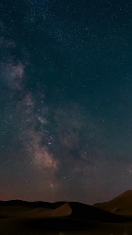 Time lapse of the spectacular Milky Way with its galactic core. Vertical design in 9:16 ratio. Smartphone and social media ready.