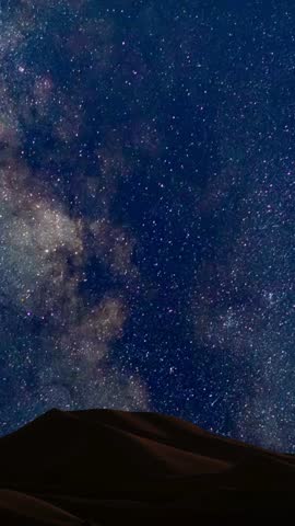 Time lapse of the spectacular Milky Way with its galactic core. Vertical design in 9:16 ratio. Smartphone and social media ready.