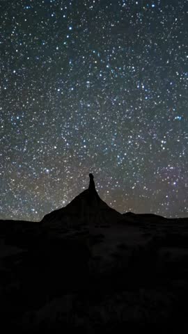 Time lapse of the spectacular Milky Way with its galactic core. Vertical design in 9:16 ratio. Smartphone and social media ready.