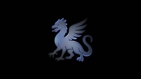 Stylized glowing silhouette of a griffin with metallic shine on black background, mythical creature symbolizing power, guardianship, and fantasy mythology - Powered by Shutterstock - Get 15% off with code: PIKWIZARD15