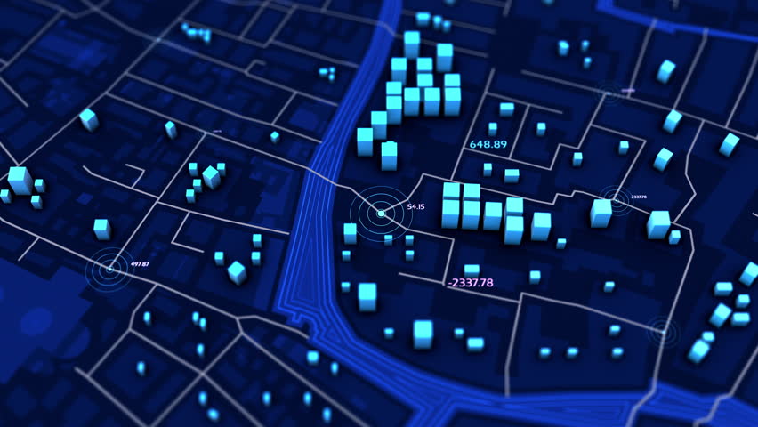 Futuristic Smart City Map Visualization and Tracking Route