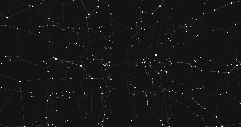 Blue beam scanning node network and updating transparent data panels for visualizing dynamic data. Technology, analytics, futurism, digital, innovation, connectivity, visualization