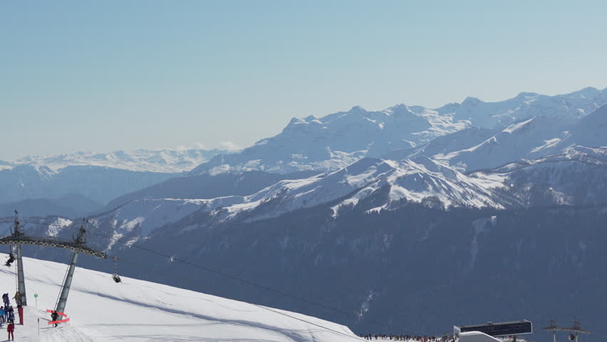 Mountains Snow Alps: Panoramic Winter View French Alps Scenic Landscape