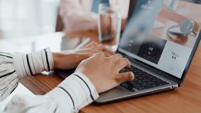 Screen, hands or person on laptop for homepage, office post or online update research. Keyboard, business or content strategist on technology for digital marketing trends, web or social media growth - Powered by Shutterstock - Get 15% off with code: PIKWIZARD15