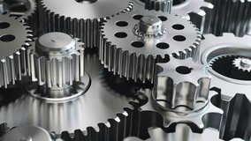 Closeup metal gears in motion. Team, motor transmission and engineering. 3d animation. 3D Illustration - Powered by Shutterstock - Get 15% off with code: PIKWIZARD15
