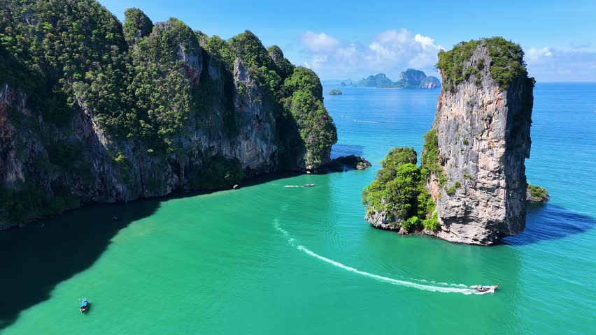 Aerial view of Pai Plong Beach near Ao Nang, Krabi, Thailand.