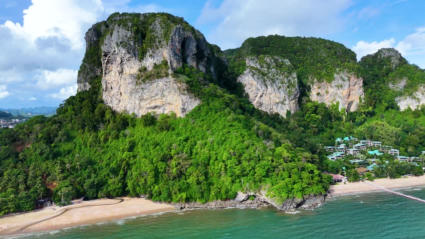 Aerial view of Pai Plong Beach near Ao Nang, Krabi, Thailand.