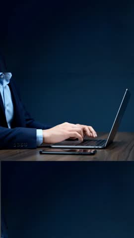 Credit score concept, Online credit score ranking check. Student loan, mortgage and payment cards. Man using laptop with virtual credit score icon for chart with credit history values 4k, vertical  vi