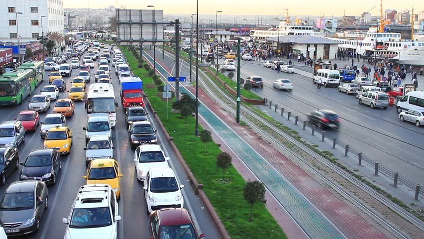 ISTANBUL - DEC 3: Traffic jam at Eminonu on December 3, 2010 in Istanbul,