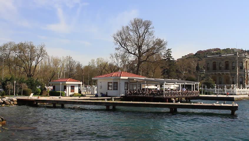 Panoramic view from the waterside at Kucuksu. Pavilion built by Sultan
