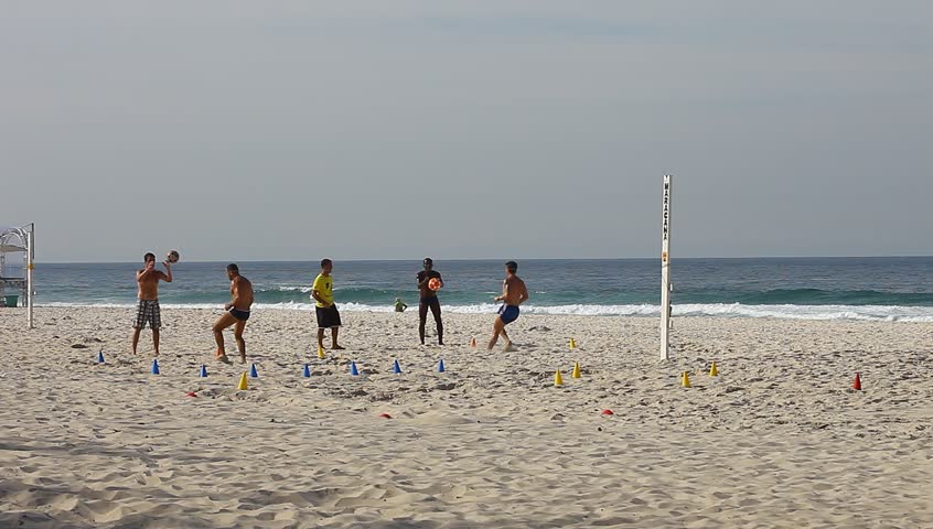 Rio de Janeiro, May 5: People playing sports on the beach of Barra da Tijuca on