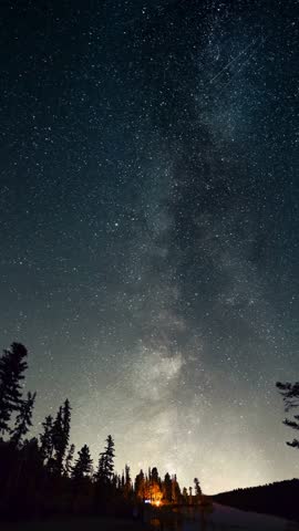 Time lapse of the spectacular Milky Way with its galactic core. Vertical design in 9:16 ratio. Smartphone and social media ready.