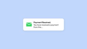 Payment Received email or message notification on the plane background, 4k animation. Payment, money, business, online, transaction, alert, seamless. - Powered by Shutterstock - Get 15% off with code: PIKWIZARD15