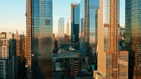 cityscape drone footage, 4k urban skyline, New York drone, high rise buildings, skyscraper aerial view, city, skyline, drone, 4k, urban, sunset, buildings, skyscrapers, architecture, downtown, NYC - Powered by Shutterstock - Get 15% off with code: PIKWIZARD15