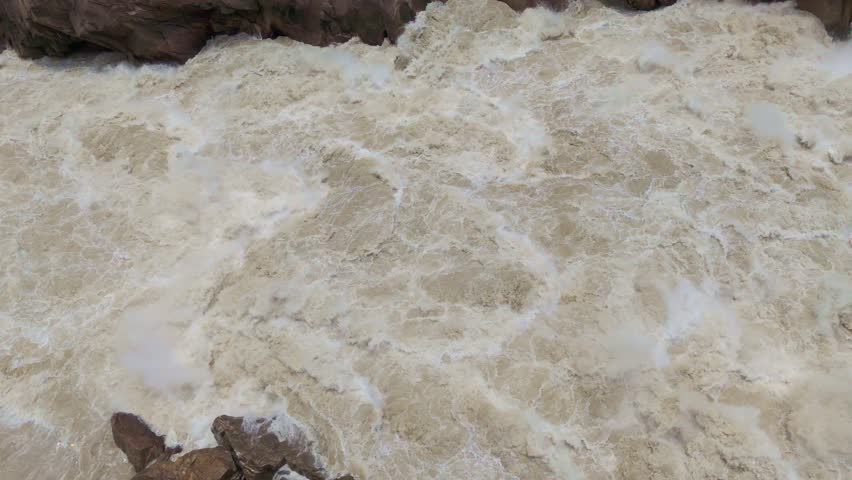 Aerial View of the Torrential River at Tiger Leaping Gorge, Shangri-La, Yunnan, China