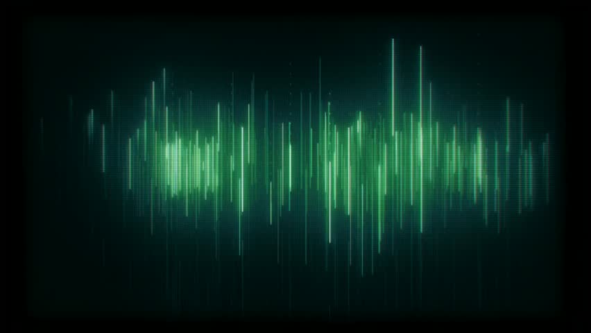 Abstract Green Sound Wave Equalizer Display Graphic Motion with Dynamic Lines and Futuristic Pattern on Dark Background. seamless looping 4k animation video background