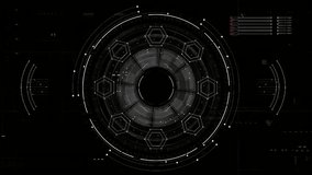 Futuristic Hud Interface with Geometric Shapes and Glowing Effects on Black Background Science Technology Design for Modern Electronic Communication. seamless looping 4k animation video background - Powered by Shutterstock - Get 15% off with code: PIKWIZARD15