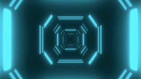 Abstract Neon Tunnel Background with Octagonal Frames and Glowing Lines, Perspective View of a Futuristic Corridor in Dark Blue Tones. seamless looping 4k animation video background - Powered by Shutterstock - Get 15% off with code: PIKWIZARD15