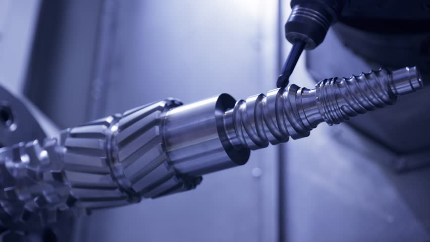 Precision engineering, cnc milling machine working on metal component.