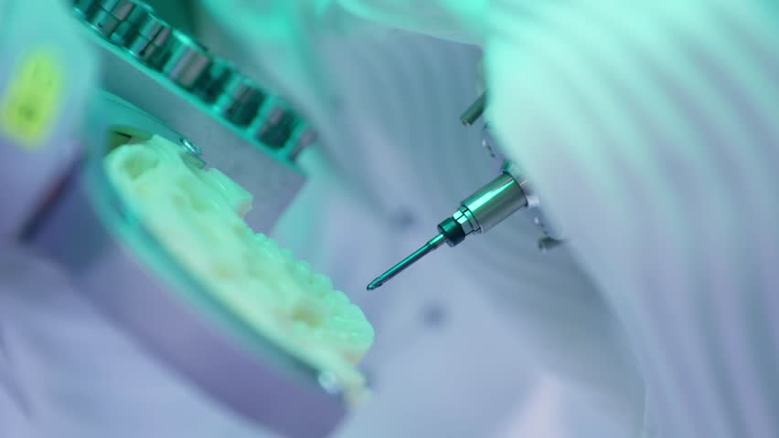 High-precision cnc machine crafting dental prosthesis for advanced dentistry solutions.