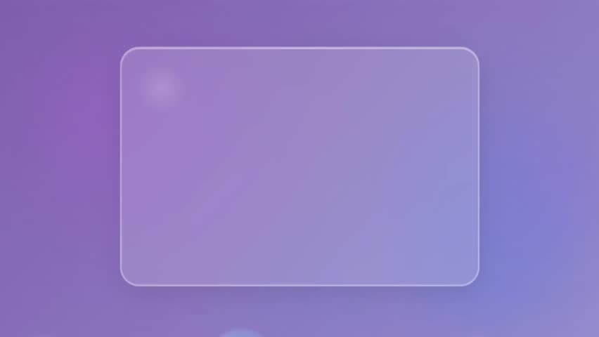 Soft Glassmorphism Looping Background Animation with Frosted Glass Panel Glowing Edges and Floating Semi Transparent 3D Bubbles in Blue and Violet Featuring Blur Distortion and Calm Futuristic Design