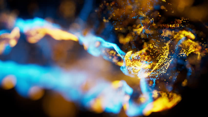 Flowing wave particles background, 3d rendering. Motion graphic.