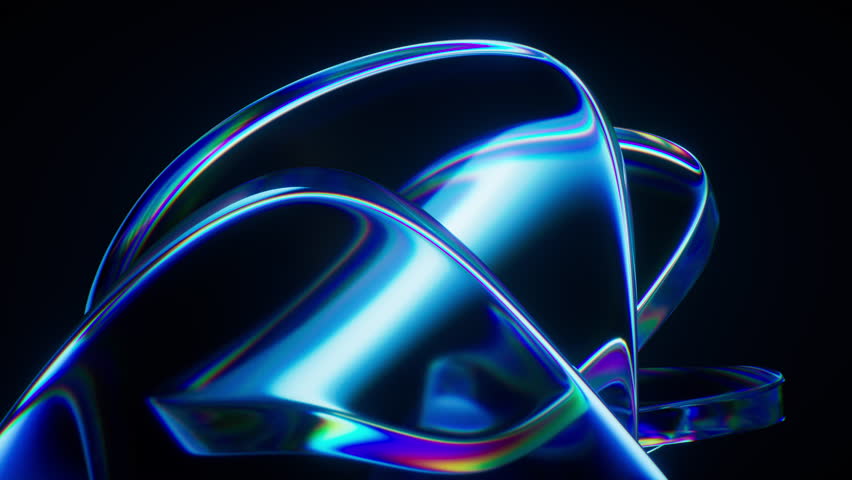 Abstract blue glass geometry background, 3d rendering. Motion graphic.