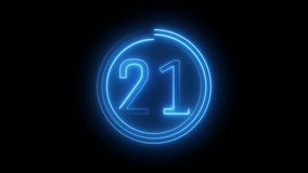 Neon number 21 animation. Neon countdown 21 number. - Powered by Shutterstock - Get 15% off with code: PIKWIZARD15