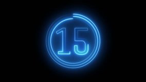 Neon number 15 animation. Neon countdown 15 text number. - Powered by Shutterstock - Get 15% off with code: PIKWIZARD15