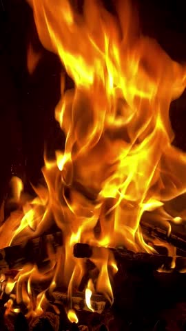 Slow Motion - Flames of a fire in a domestic fireplace