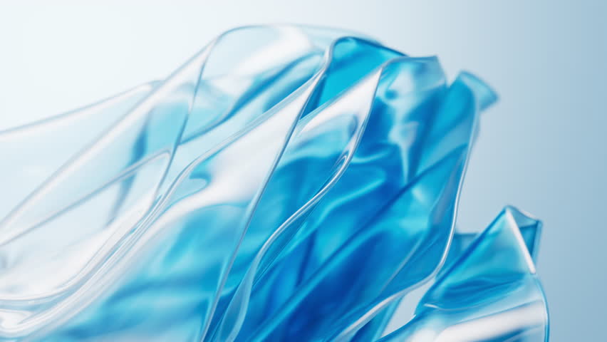 Flowing transparent blue multilayer cloth background, 3d rendering. Motion graphic.