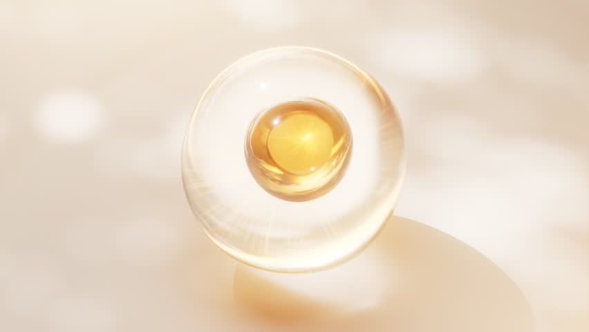 Biological golden molecule with bubble background, 3d rendering. Motion graphic.