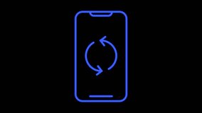 Minimalist animation of a smartphone with a sync symbol in outline icon style. Looped movement, outline icon, overlay icon, overlay, alfa chanel, mobile update symbol, device rotation, data process - Powered by Shutterstock - Get 15% off with code: PIKWIZARD15