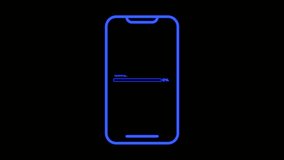Minimalist animation of a smartphone with loading bar in outline icon style. Looped movement, outline icon, overlay icon, overlay, alfa chanel, progress indicator symbol, digital process motion - Powered by Shutterstock - Get 15% off with code: PIKWIZARD15
